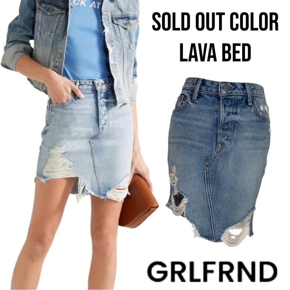 Revolve Grlfrnd Rhoda High Low Mini Skirt in Lava Bed Size 24